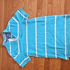 Tommy Hilfiger Short Sleeve Striped Blue Polo Shirt Men's Size Slim Fit Small